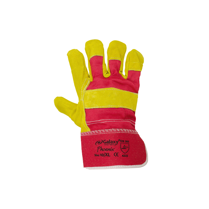Γάντια δερματοπάνινα Νο10 Κόκκινο-Κίτρινο