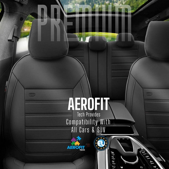 Καλύμματα Αυτοκινήτου Otom Premium Design Universal Full Δερματίνη Σετ Εμπρός / Πίσω Μαύρο PRM-101 11 Τεμάχια