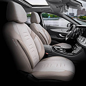 Καλύμματα Αυτοκινήτου Otom Throne Universal Λινό Ύφασμα / Rachel / Δερματίνη Σετ Εμπρός / Πίσω Μπεζ THR-104 11 Τεμάχια