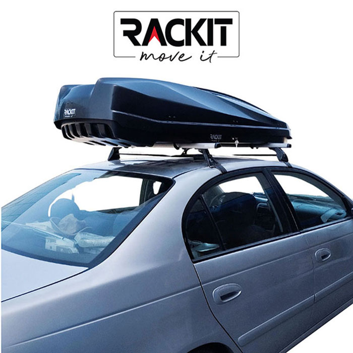 Μπαγκαζιέρα Οροφής Αυτοκινήτου Rackit Star 440lt Μαύρη Γυαλιστερή Με Διπλό Άνοιγμα Και Τοποθέτηση Quick Fix