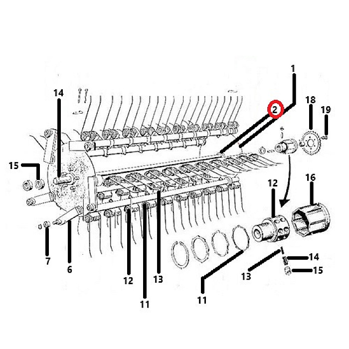 Άξονας ανέμης 1790mm απλός καλιμπρε